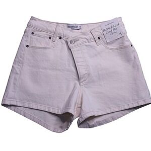Abercrombie & Fitch 90s Relaxed Cutoff High Rise Shorts Beige Denim Size 6